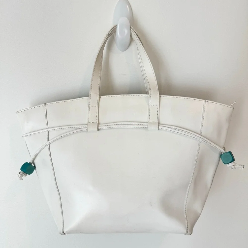 Claudia Firenze Leather Tote Bag Fish Print Turquoise Accent - Picture 2 of 10